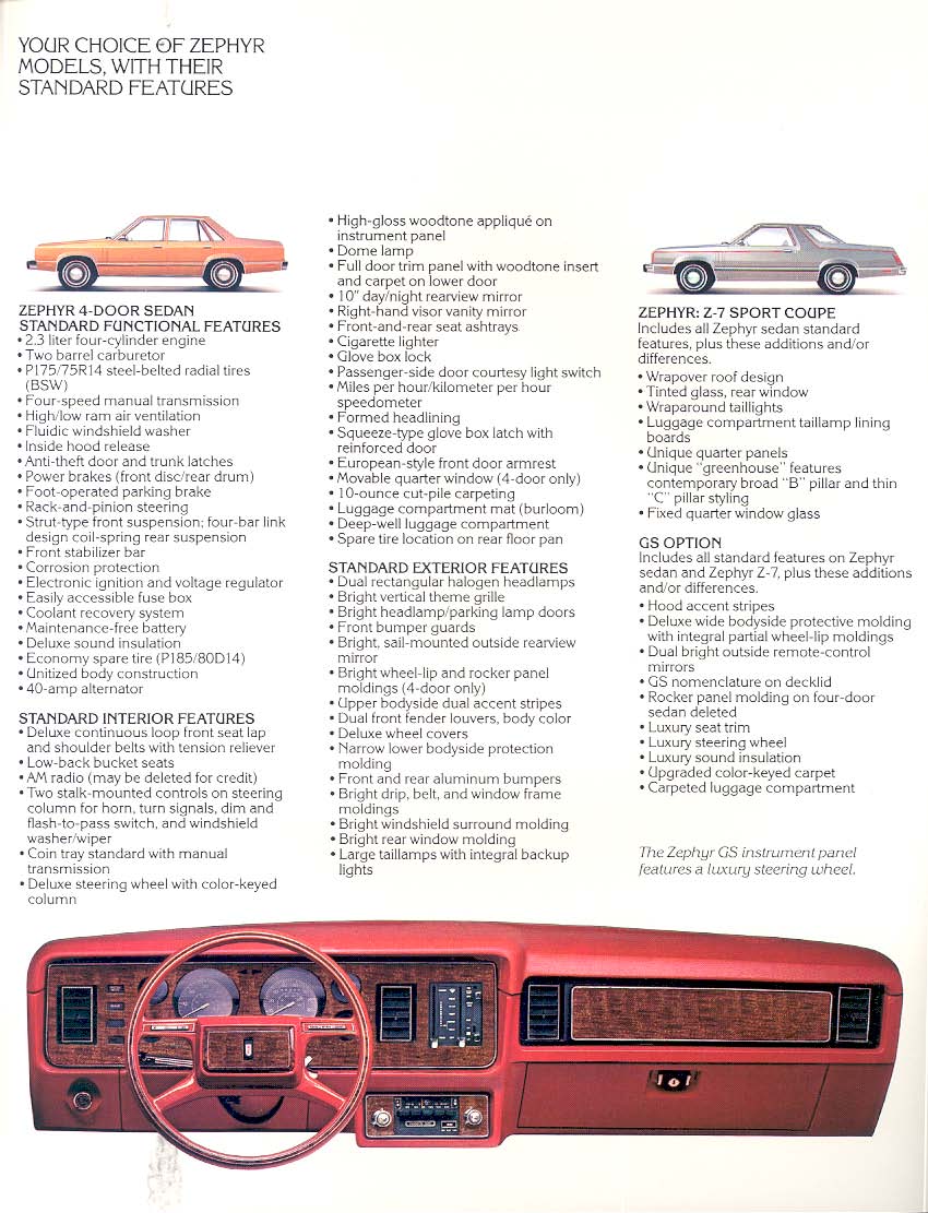 1982 Mercury Zephyr Brochure Page 6